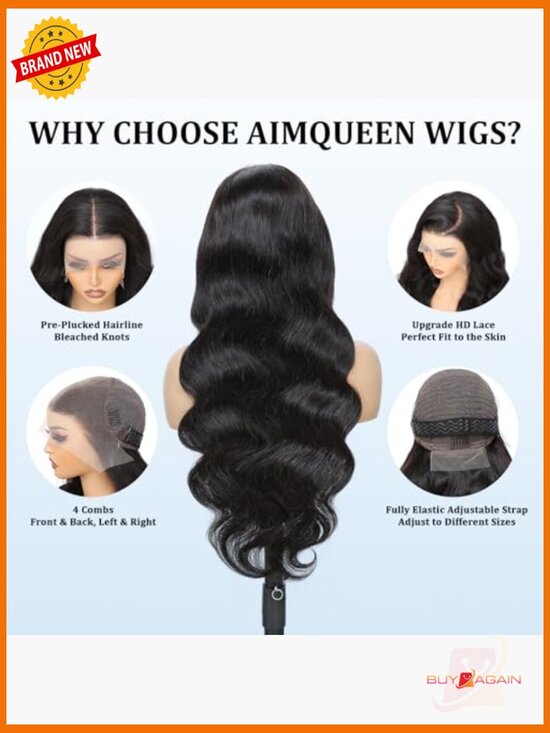 13x6 HD Lace Front Wig Human Hair Body Wave 30 Inch 200 Density Glueless Pre